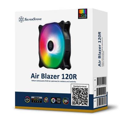 Корпусный вентилятор SilverStone Air Blazer AB120R-ARGB, 120mm, 600-2200 rpm, 4 Pin PWM + 4-1 Pin ARGB (5V LED), 7.4-35,6 dBa SST-AB120R-ARGB фото