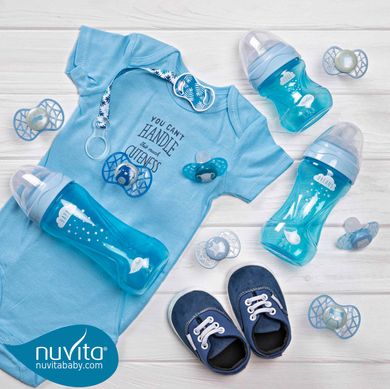 Дитяча пляшечка Nuvita 6052 Mimic Cool 330мл 4+ Антиколікова блакитна NV6052SKY фото
