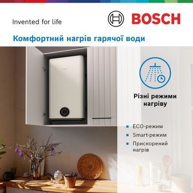 Bosch Водонагреватель электр. плоский слим Tronic 3500, 80 л, 1,5 кВт, ун. монтаж, эл. упр-ние, B, белый