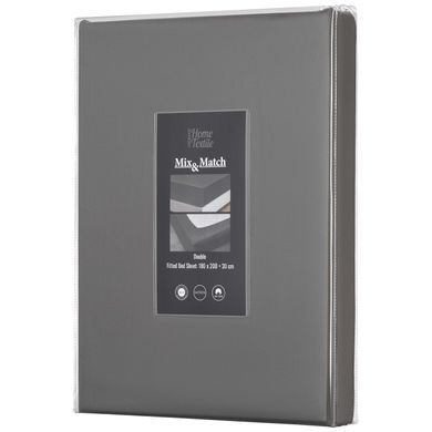 ARDESTO Простынь на резинке Mix&Match Premium, 180x200+30см, 100% хлопок, сатин, серый