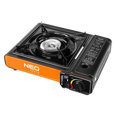 Neo Tools Плитка газова портативна, 2.1кВт, під газові балони-картриджі, п'єзозапалювання, 150г/год, кейс, 1.27кг 20-050 фото