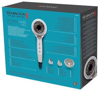 Remington Фен HYDRAluxe PRO, 2200Вт, 3 режими, дифузор, іоніз-я, хол. обдув, білий EC9001 фото