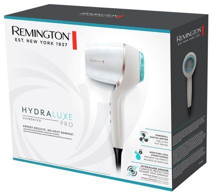 Remington Фен HYDRAluxe PRO, 2200Вт, 3 режими, дифузор, іоніз-я, хол. обдув, білий EC9001 фото