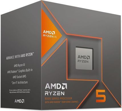 AMD Центральний процесор Ryzen 5 8600G 6C/12T 4.3/5.0GHz Boost 16Mb Radeon Graphics AM4 65W Wraith Stealth cooler Box 100-100001237BOX фото