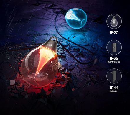 Govee Набір світлодіодних ламп H7025 Outdoor Clear Bulb String Lights, 15м, RGBIC/Warm White, WI-FI/Bluetooth, чорний H7025CB1 фото