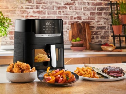Moulinex Мультипіч Easy Fry&Grill Window, 1550Вт, чаша-4.2л, сенсорне керув., 8 програм, з віконцем, пластик, чорний EZ506820 фото