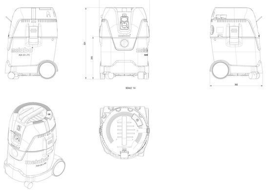 Metabo Пылесос профессиональный ASA 25 L PC, 1250Вт, 210мБар, бак 25л, 6.9кг 602014000 фото
