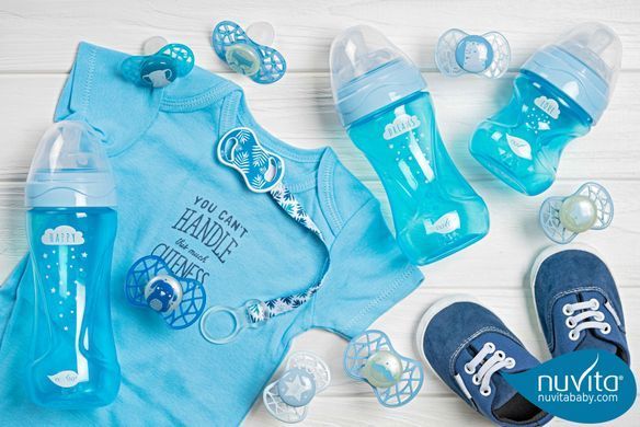 Nuvita Пустушка Air55 Cool 0міс+, ортодонтична, з ковпачком, зірка, блакитний NV7064BS фото