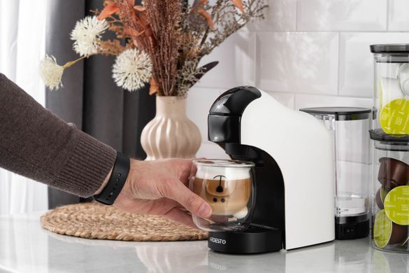 ARDESTO Кофеварка капсульная, 0.8л, капсулы Nespresso, Nescafe Dolce Gusto, молотый кофе, сенсорное управление, белый YCM-CNDE фото