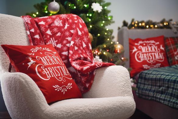 ARDESTO Подушка декор. Happy Holidays 45х45см, 100% полиэстер, красный