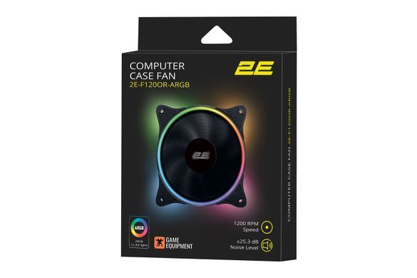 2E Gaming Корпусный вентилятор F120OR-ARGB 120мм 1200rpm 3pin, 3pin +5VARGB 25.3dBa чёрный 2E-F120OR-ARGB фото