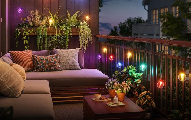 Govee Набір світлодіодних ламп H7025 Outdoor Clear Bulb String Lights, 15м, RGBIC/Warm White, WI-FI/Bluetooth, чорний H7025CB1 фото