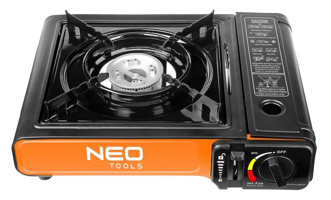 Neo Tools Плитка газовая портативная, 2.1кВт, под газовые баллоны-картриджи, пьезорозжиг, 150г/ч, кейс, 1.27кг 20-050 фото
