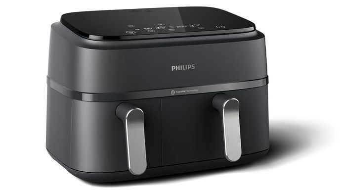Philips Мультипіч Ovi Dual 2750Вт, чаша-6+3л, сенсорне управл., 2 контейнера,8 авто. Програм, пластик, чорний NA351/00 фото