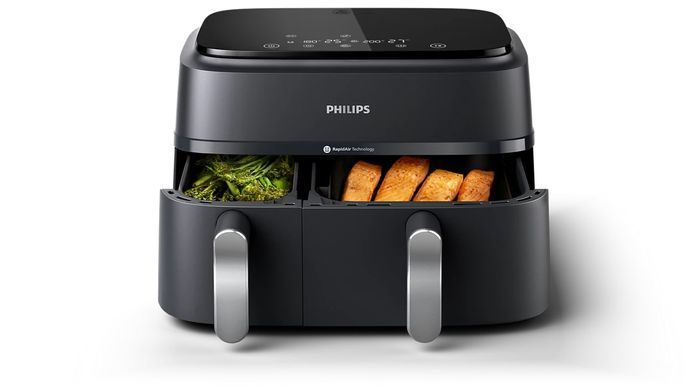 Philips Мультипіч Ovi Dual 2750Вт, чаша-6+3л, сенсорне управл., 2 контейнера,8 авто. Програм, пластик, чорний NA351/00 фото