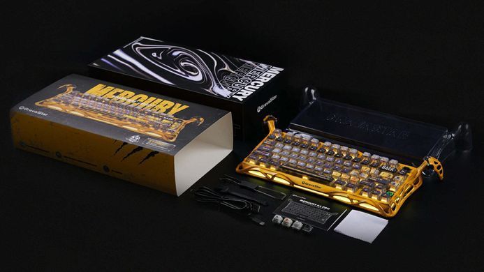 GravaStar x Kailh Speedy Клавіатура механічна Mercury K1 Pro 80keys, Mint, BT/WL/USB, жовтий GSK1PRO_YLW фото