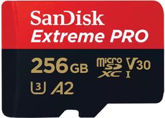Карта памяти SanDisk microSD 256GB C10 UHS-I U3 R200/W140MB/s Extreme Pro V30 + SD SDSQXCD-256G-GN6MA фото