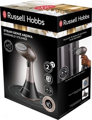 Відпарювач Russell Hobbs компактний Steam Genie Aroma, 1800Вт, 200мл, постійна пара - 32гр, керам. підошва, чорно-коричневий 28040-56 фото