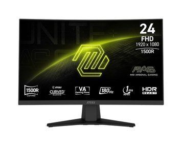 MSI Монітор MSI 23.6" MAG 244C HDMI, DP, Audio, VA, 180Hz, 1ms, sRGB 105%, CURVED, AdaptiveSync 9S6-3BB31H-039 фото