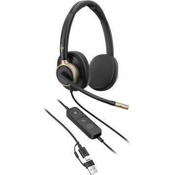 Poly Гарнітура комп'ютерна стерео On-ear HP Mission 825, USB-A, USB-C, 4 x Uni-mic, ANC, Beamforming, AI noise cancelling, Teams, Zoom, Google Meet, чорний C01FCAA фото