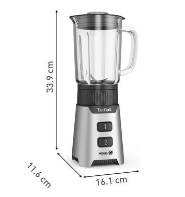 Tefal Блендер стаціонарний Minimix Glass 400Вт, чаша-700мл, ємність для смузі to go, скло, сірий