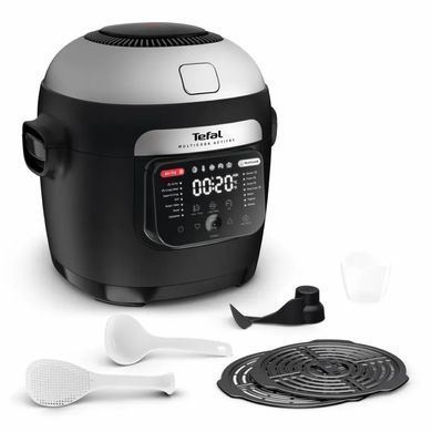 Tefal Мультиварка-скороварка Tefal Multicook Actifry, 1334Вт, чаша-6л, сенсорное управл., 14 програм, металл/пластик, черный MY741CF1 фото