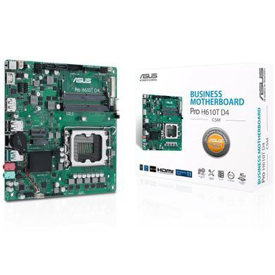 ASUS Материнcкая плата PRO H610T D4-CSM s1700 H610 2xDDR4 M.2 HDMI DP LVDS Thin mITX 90MB1AM0-M0EAYC фото
