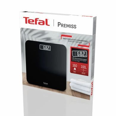 Tefal Ваги Tefal підлогові Premiss, 160кг, AAAx2 в комплекті, скло, чорний PP1800V0 фото