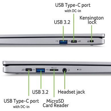 Acer Ноутбук Chromebook CB315-5H 15" FHD IPS, Intel C N100, 8GB, F128GB, UMA, ChromeOS, серебристый NX.KPPEU.001 фото