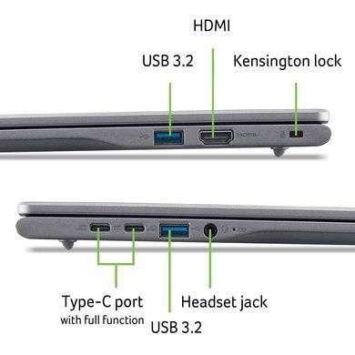 Acer Ноутбук Acer Chromebook Plus CB516-1H 16" WUXGA IPS, Intel i5-1334U, 16GB, F512GB, UMA, ChromeOS, сірий NX.JCLEU.003 фото