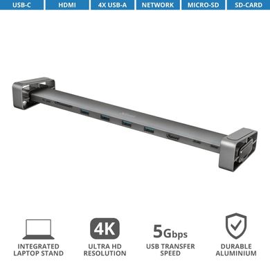 USB-хаб Trust Dalyx Aluminium 10-in-1 USB-C Multi-port Dock 23417_TRUST фото