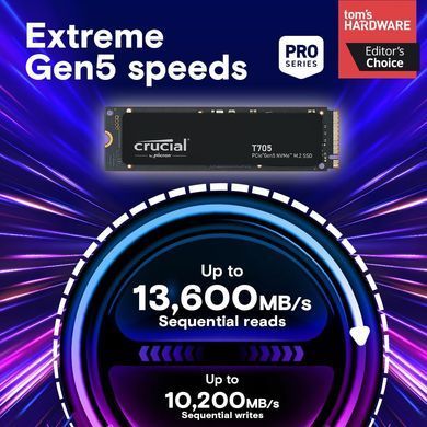 Crucial Накопичувач SSD Crucial M.2 1TB PCIe 5.0 T705 CT1000T705SSD3 фото