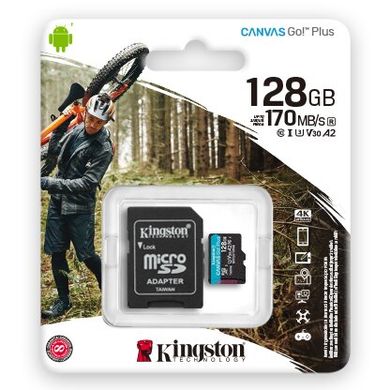 Карта памяти Kingston microSD 128GB C10 UHS-I U3 A2 R170/W90MB/s + SD SDCG3/128GB фото