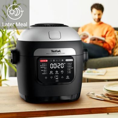 Tefal Мультиварка-скороварка Tefal Multicook Actifry, 1334Вт, чаша-6л, сенсорное управл., 14 програм, металл/пластик, черный MY741CF1 фото
