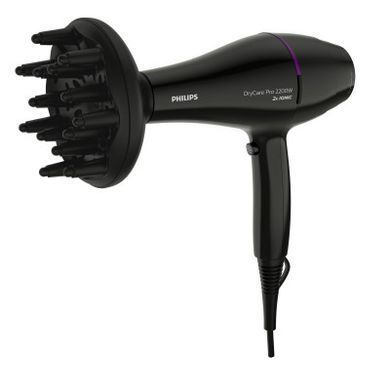 Philips Фен DryCare ACmotor, 2200Вт, 3 режими, дифузор, іоніз-я, хол. обдув, чорний BHD274/00 фото