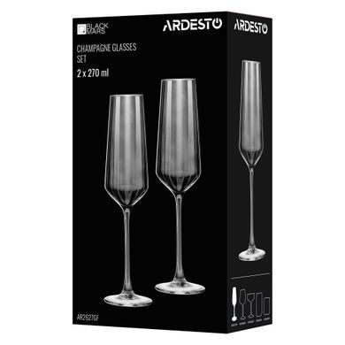 ARDESTO Champagne glasses set Black Mars 270ml, 2pcs, glass, grey AR2627GF фото