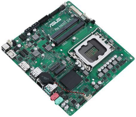 ASUS Материнcкая плата PRO H610T D4-CSM s1700 H610 2xDDR4 M.2 HDMI DP LVDS Thin mITX 90MB1AM0-M0EAYC фото