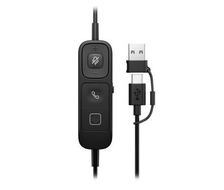 Poly Гарнитура компьютерная стерео On-ear HP Mission 825, USB-A, USB-C, 4 x Uni-mic, ANC, Beamforming, AI noise cancelling, Teams, Zoom, Google Meet, черный C01FCAA фото