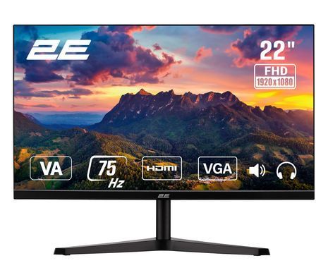 Монитор 2E 21.5" A2222B D-Sub, HDMI, MM, VA, 75Hz 2E-A2222B-01.UA фото