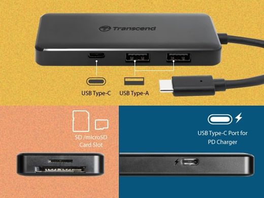 Хаб Transcend USB Type-C HUB 6 ports microSD/SD Black TS-HUB5C фото