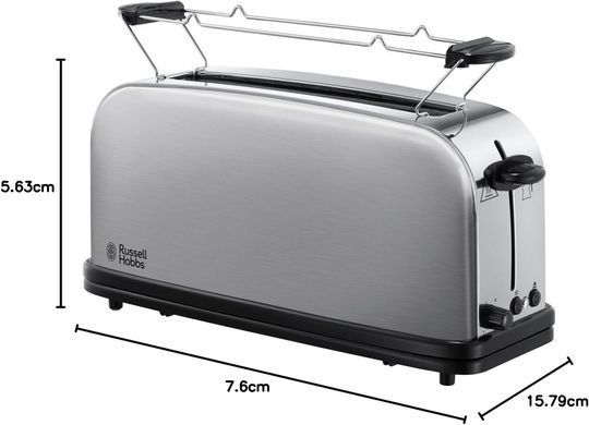 Тостер Russell Hobbs Oxford , 1000Вт, метал, довгі слоти, сріблястий 21396-56 фото
