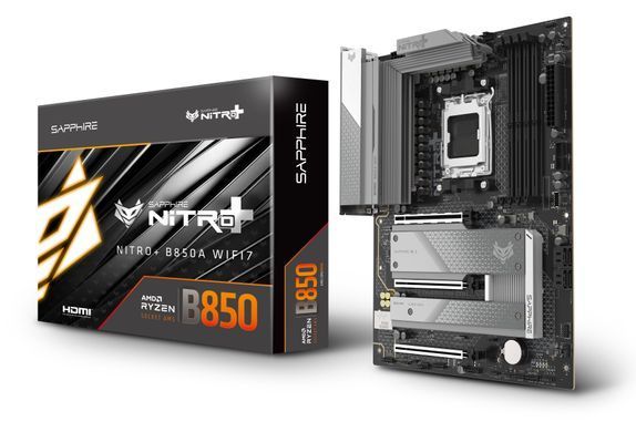 SAPPHIRE Motherboard NITRO+ B850A WIFI7 sAM5 B850 4xDDR5 M.2 HDMI DP WiFi BT ATX 52123-03-40G фото
