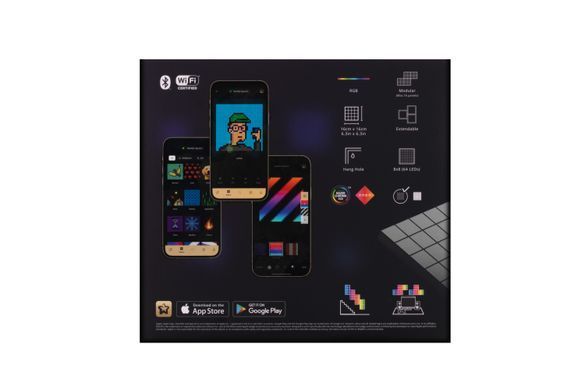 Twinkly Smart LED панель Twinkly Squares 3х64 RGB, Gen II, IP20, 16x16см, кабель чорний, дополнительный TWQ064STW-03-BAD фото