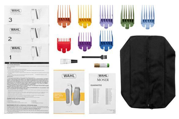 Moser Машинка для стриження WAHL olorPro Combo, від мережі, вібраційний мотор, насадок-8, кейс, міні триммер у компл., сталь, біло-синій 1395.0465 фото
