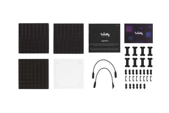 Twinkly Smart LED панель Twinkly Squares 3х64 RGB, Gen II, IP20, 16x16см, кабель чорний, дополнительный TWQ064STW-03-BAD фото
