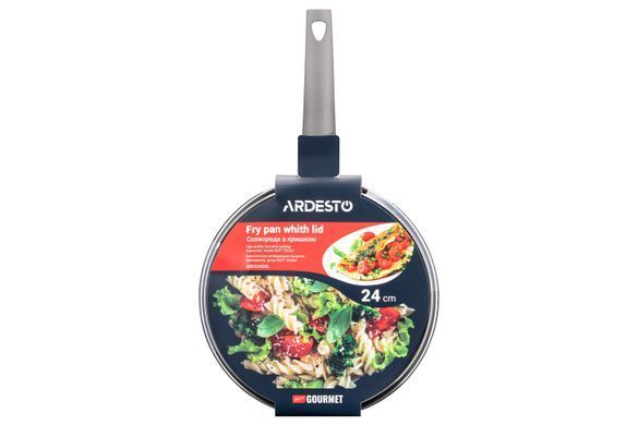 ARDESTO Сковорода Gemini Gourmet с крышкой 24 см, серый мрамор, алюминий AR2424GGL фото