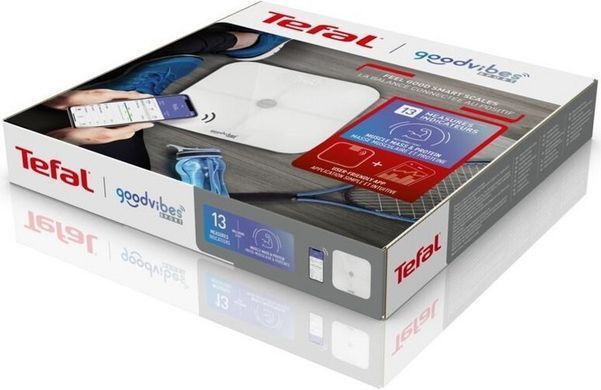 Tefal Весы напольные Goodvibes Sport, 180кг, Bluetooth, 4xAAA в компл, стекло, бeлый BM9640S1 фото