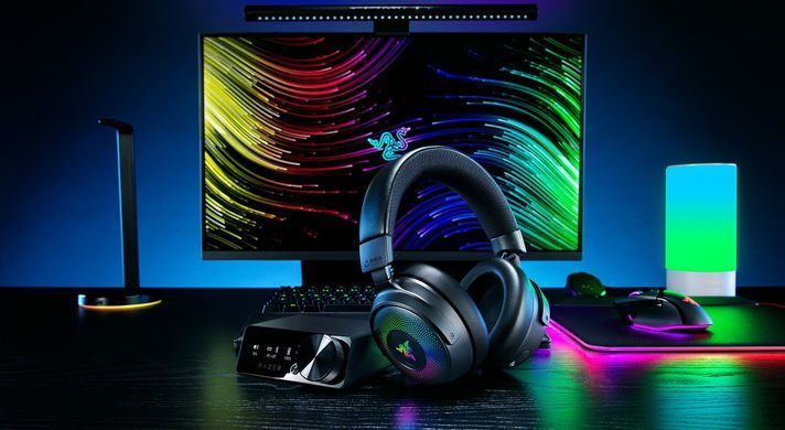 Razer Гарнитура игровая Kraken V4 Pro, mini-jack/USB-A/BT/WL, RGB, чёрный RZ04-05160100-R3M1 фото