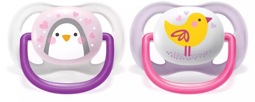 AVENT Пустышка ортодонтическая Ultra Air Animal для девочек 0-6 мес 2шт SCF080/06 фото