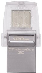 Накопичувач Kingston 128GB USB 3.1+Type-C DT Micro Metal Silver - купити в інтернет-магазині Coolbaba Toys